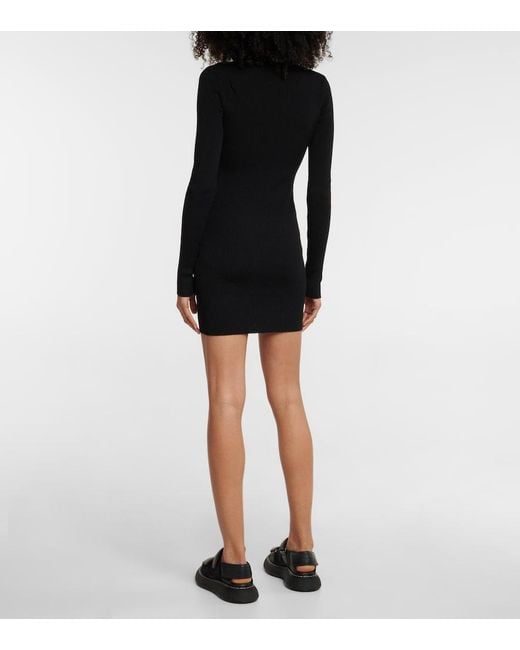Wardrobe NYC Black Rib-Knit Wool Minidress