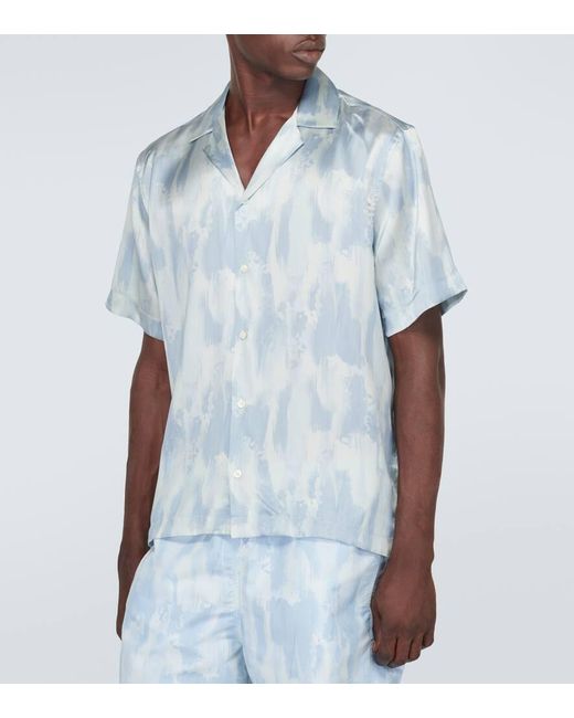 Camicia bowling Roberto in seta di Frescobol Carioca in Blue da Uomo