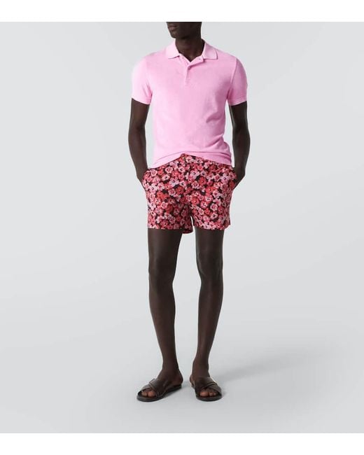 Tom Ford Pink Cotton-Blend Terry Polo Shirt for men