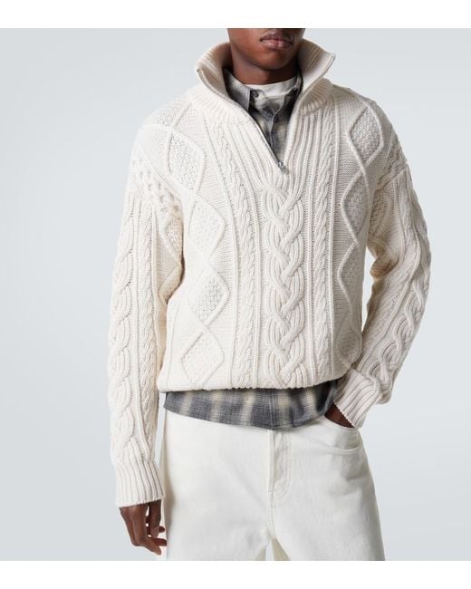 FRAME White Cable-Knit Wool And Cashmere Sweater for men