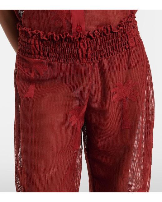 Johanna Ortiz Embroidered Cotton-Blend Mesh Balloon Pants