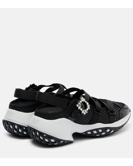 Roger Vivier Black Viv' Run Embellished Sneakers