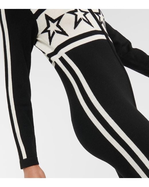 Perfect Moment Black Apres Team Striped Wool Ski Suit
