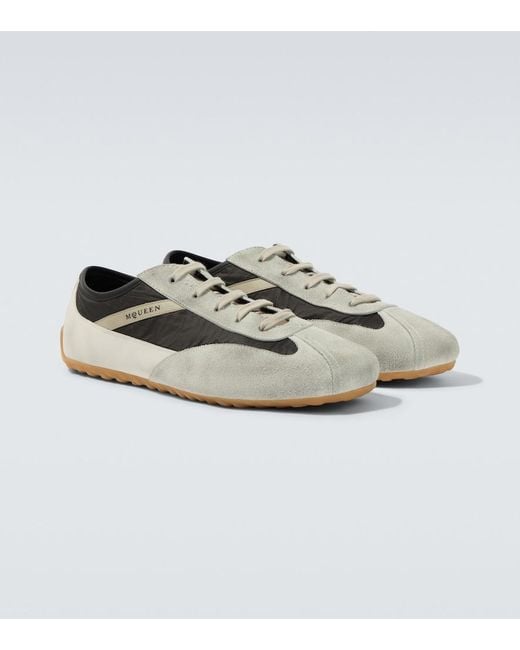 McQueen White Boxe Suede-Trimmed Sneakers for men