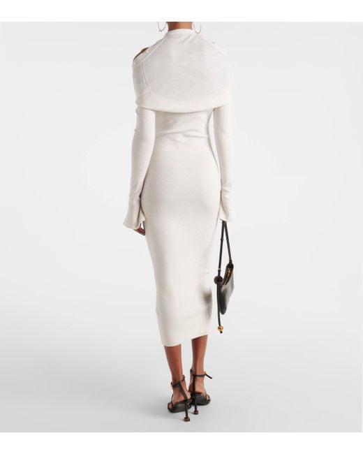 Jacquemus White La Robe Doble Wool-blend Midi Dress