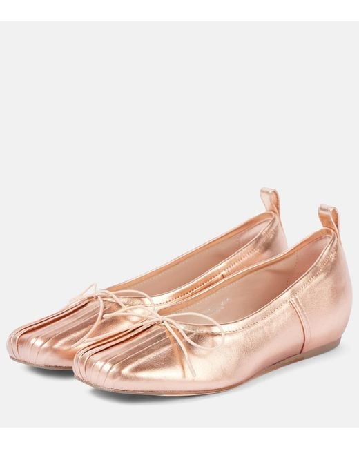 Simone Rocha Pink Classic Pleated Leather Ballet Flats