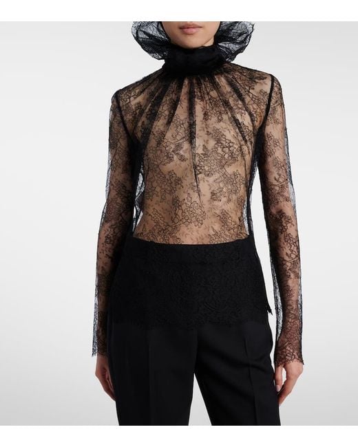 Top De Encaje Alexander McQueen de color Black
