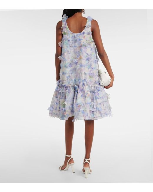 SUSAN FANG Blue Floral-Applique Minidress