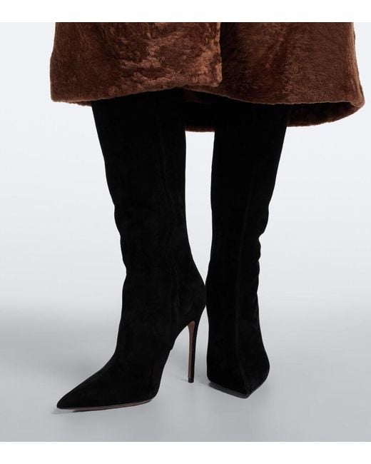 Paris Texas Black Vera Suede Knee-High Boots