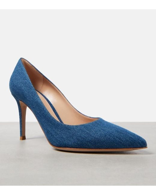 Gianvito Rossi Blue Gianvito 85 Denim Pumps