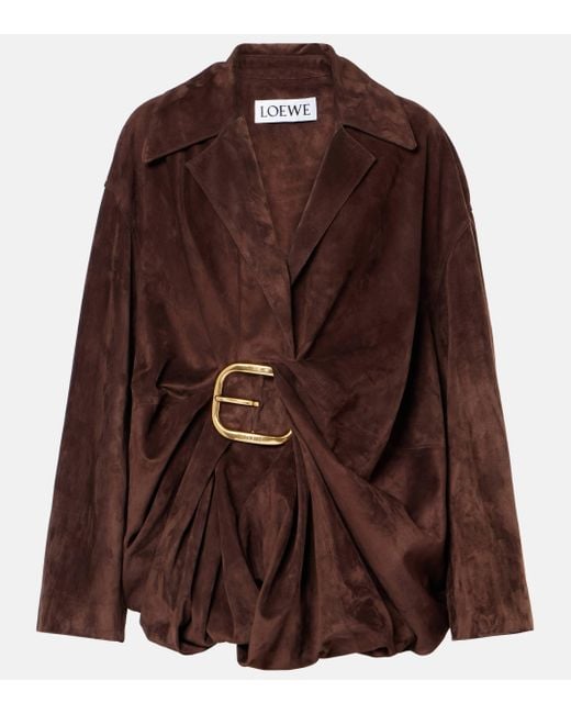 Loewe Brown Belted Suede Draped Shirt