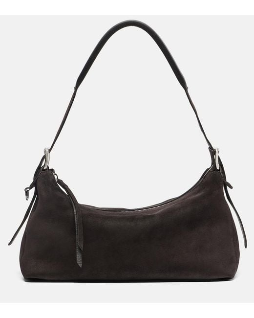 Lemaire Black Small Belted Suede Shoulder Bag