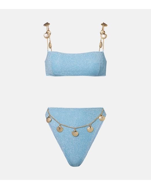 Oseree Blue Lumiere Embellished Bikini