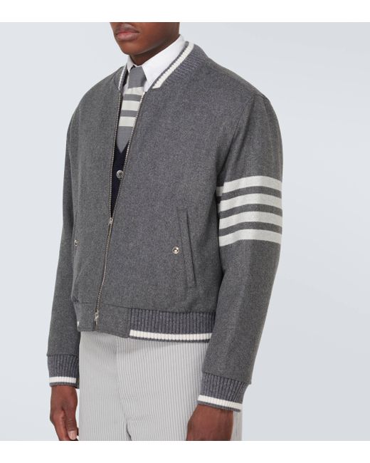 Thom Browne Gray 4-bar Wool And Cashmere Blouson Jacket for men