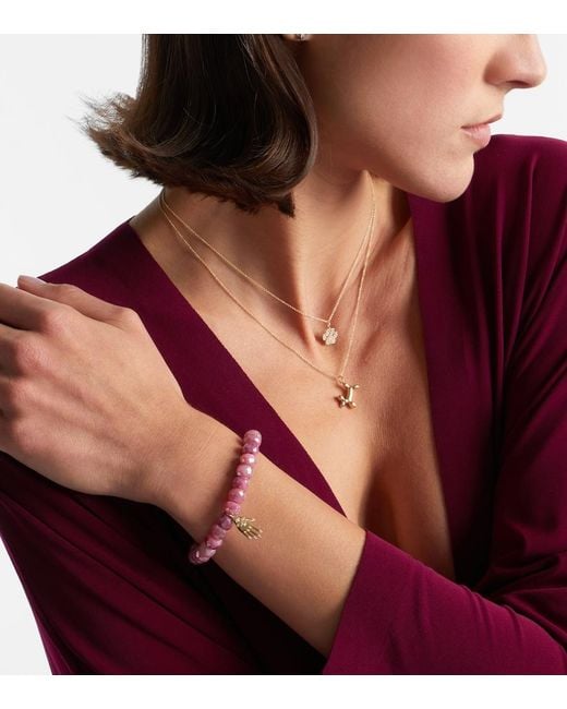 Sydney Evan Pink 14Kt Bracelet With Moonstones And Diamonds
