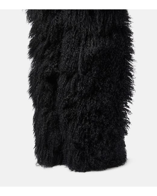 Paris Texas Black Shearling Fur Boots