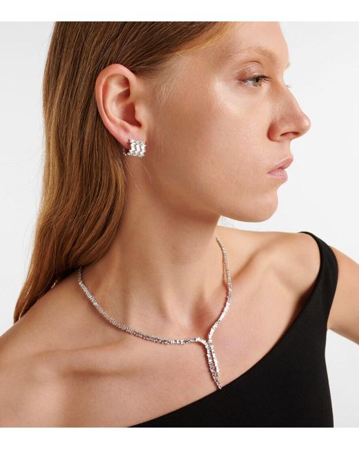 Suzanne Kalan White Rondelle 18Kt Earrings With Diamonds