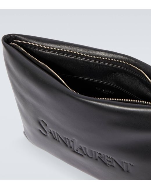 Saint Laurent Black Logo Leather Toiletry Bag for men