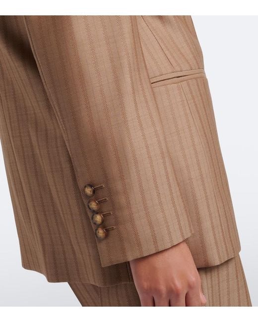 Etro Brown Striped Double-Breasted Wool Blazer