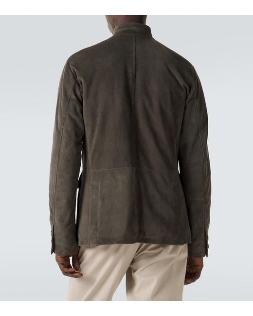 Eleventy Green Suede Jacket for men