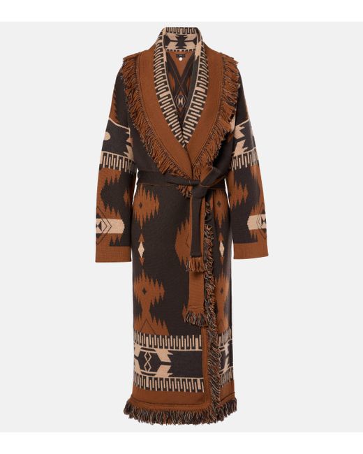 Alanui Brown Icon Wool Jacquard Coat