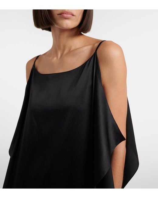 The Row Black Kylo Ruffled Silk Maxi Dress