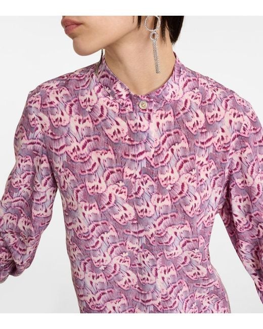 Isabel Marant Pink Ilda Printed Silk-Blend Blouse