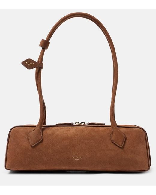Alaïa Brown Schultertasche Le Teckel Medium Aus Veloursleder