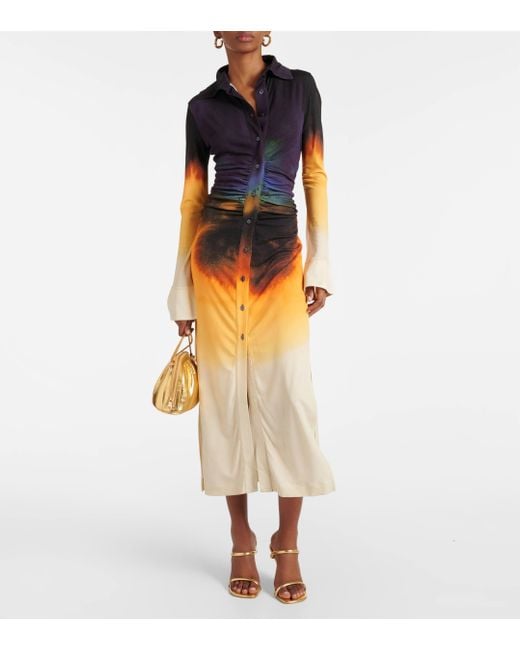 Altuzarra Multicolor Claudia Tie-dye Ruched Midi Dress