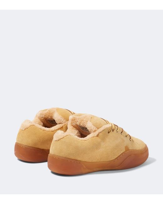 ERL Natural Sand Vamp Shearling-Lined Suede Sneakers for men