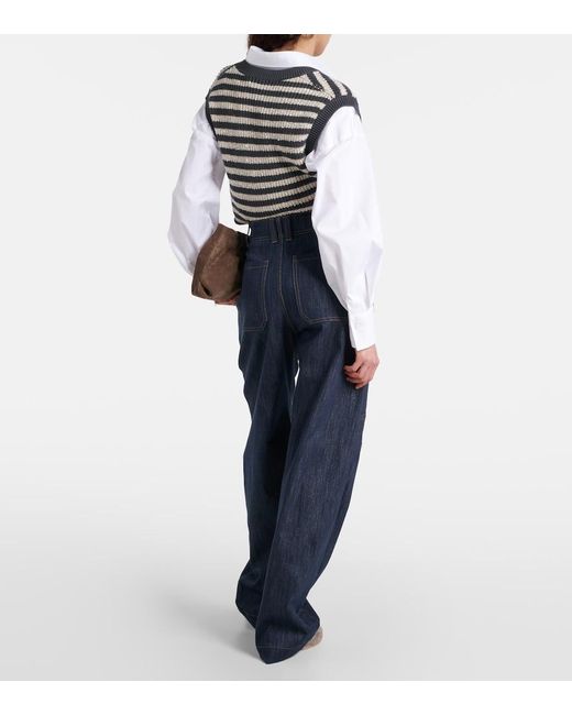 Brunello Cucinelli Blue High-Rise Wide-Leg Jeans