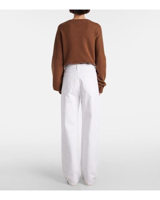 Khaite White Bonnie High-Rise Straight Jeans
