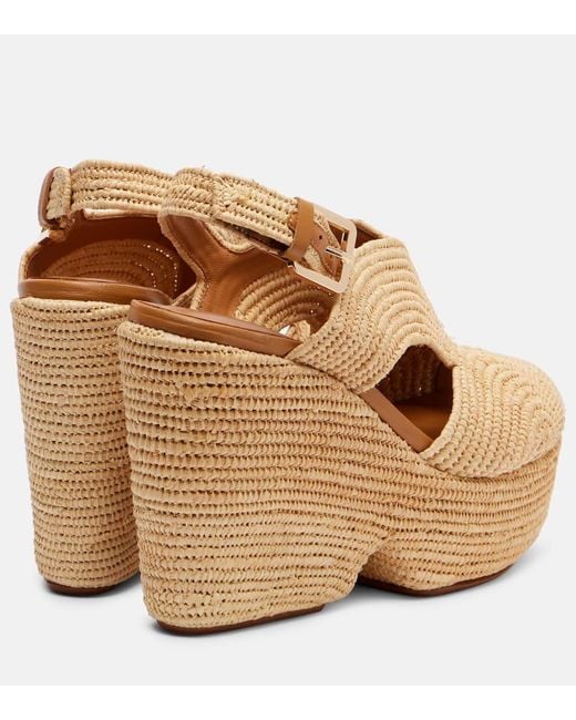 Robert Clergerie Metallic Plateausandalen Dolce Aus Raffiabast