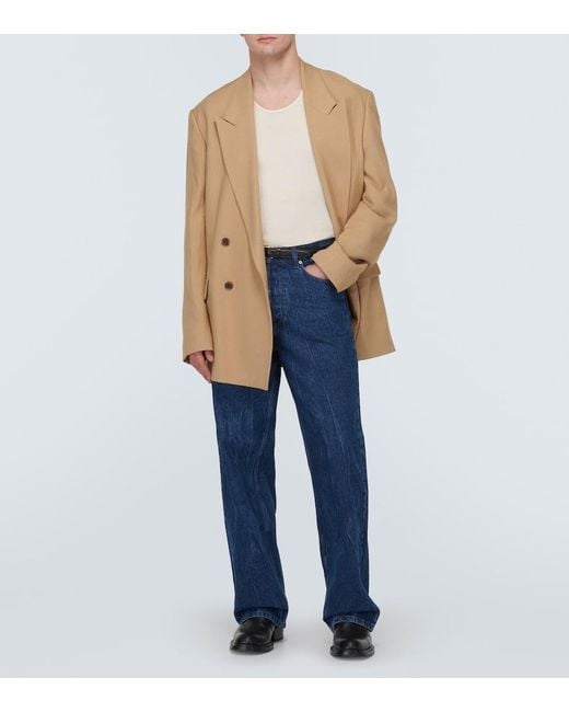 Dries Van Noten Blue Marble-Wash Wide-Leg Jeans for men