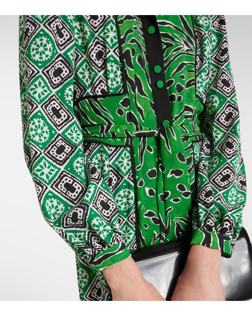 Diane von Furstenberg Green Joshua Printed Maxi Dress