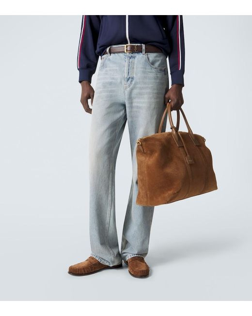 Saint Laurent Brown Suede Duffel Bag for men