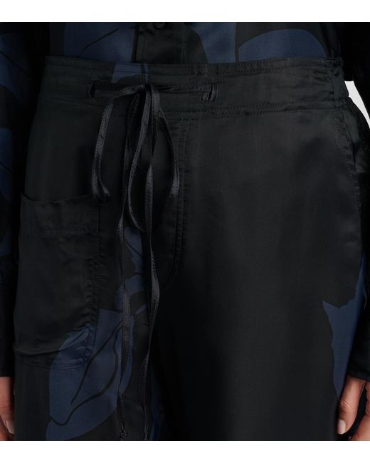 Victoria Beckham Blue Floral Twill Cargo Pants