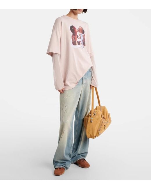 Acne Natural Camero Medium Suede Shoulder Bag