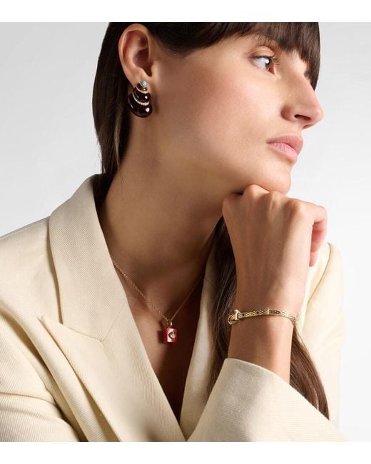 Yvonne Léon White Coquillage 9Kt Earrings With Diamonds And