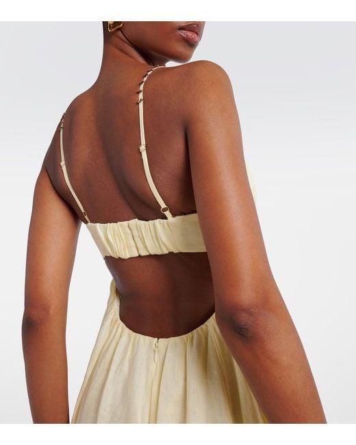 Zimmermann Yellow Bustier-Kleid Rhiannon Aus Leinen
