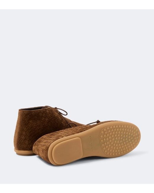 Bottega Veneta Brown Intrecciato Suede Desert Boots for men