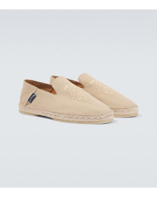 Vilebrequin Natural Embroidered Canvas Espadrilles for men