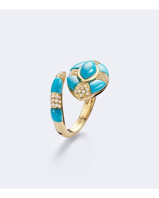 SHAY Blue Riviera 18Kt Pinky Ring With And Diamonds