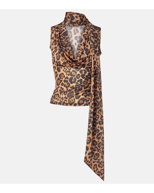 Top A Motif Leopard Blumarine en coloris Brown