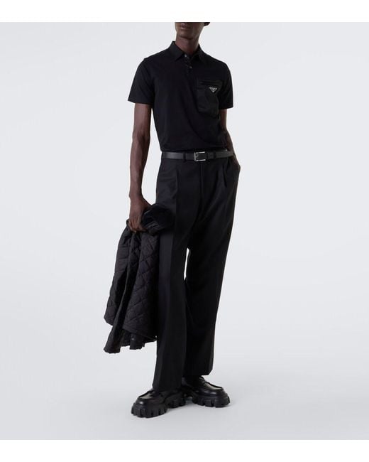 Prada Black Logo Leather Platform Loafers for men