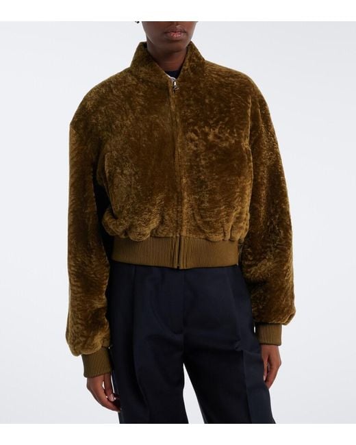 Arma Green Azra Shearling Bomber Jacket