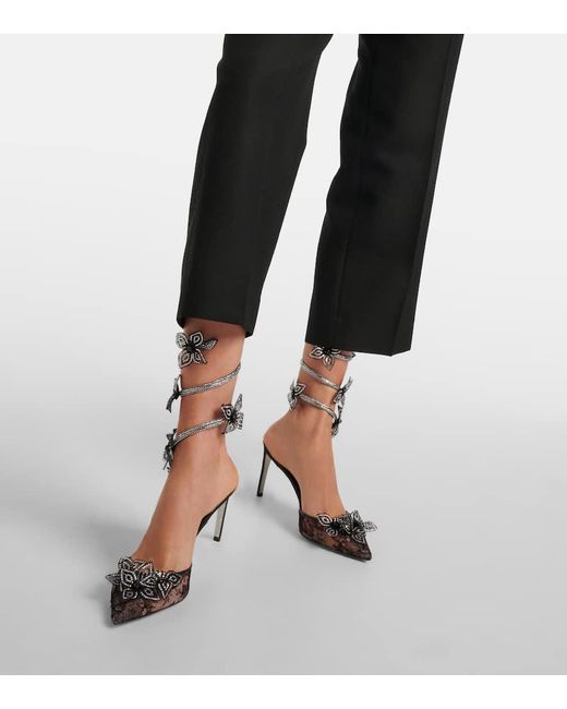 Rene Caovilla Black Verzierte Pumps Floriane 80 Aus Spitze Und Leder