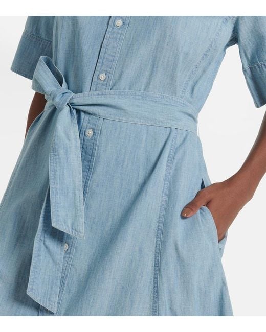 Polo Ralph Lauren Blue Hemdblusenkleid Aus Baumwoll-Chambray