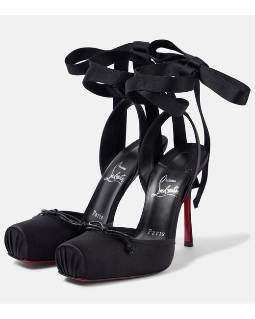 Christian Louboutin Black Cassia Lace Up 100 Satin Crepe Pumps