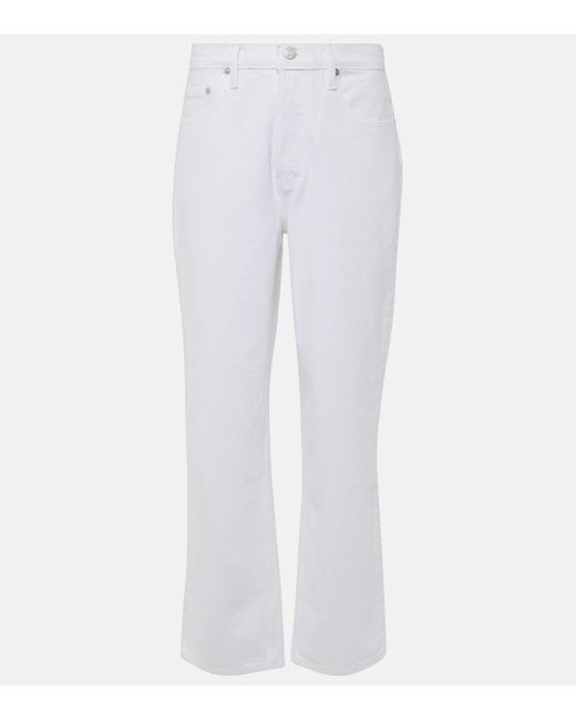 FRAME White Slouchy High-rise Straight Jeans